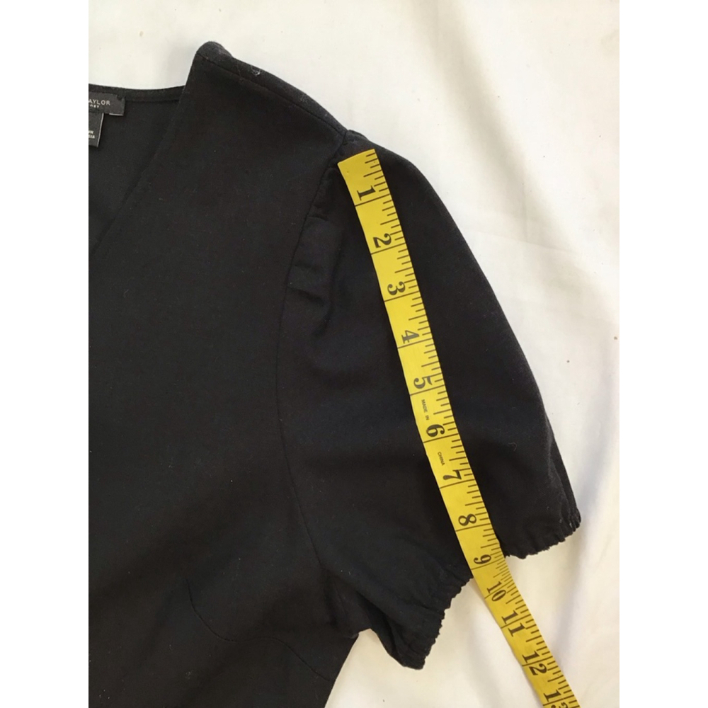 Ann Taylor Women Elegant Factory Black V-Neck Short Sleeve Jumpsuit Size 12 - Picture 15 of 16